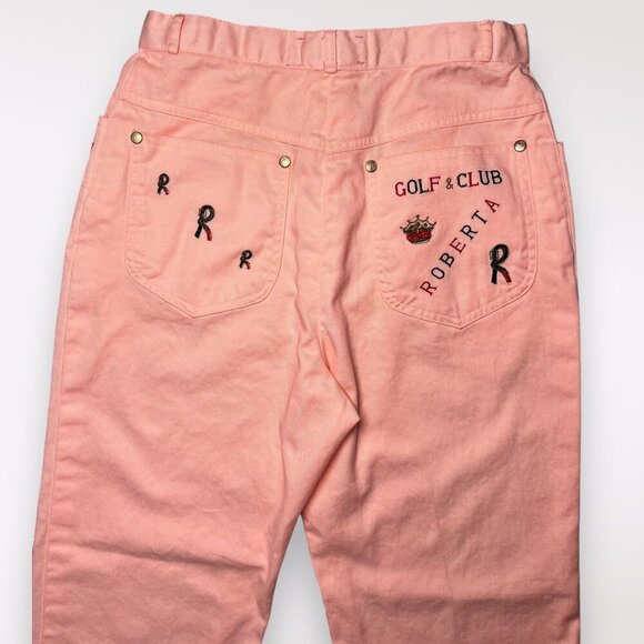 Vintage Hardy Amies Peach High Rise Embroidered Jeans Straight Leg Small - Picture 8 of 11